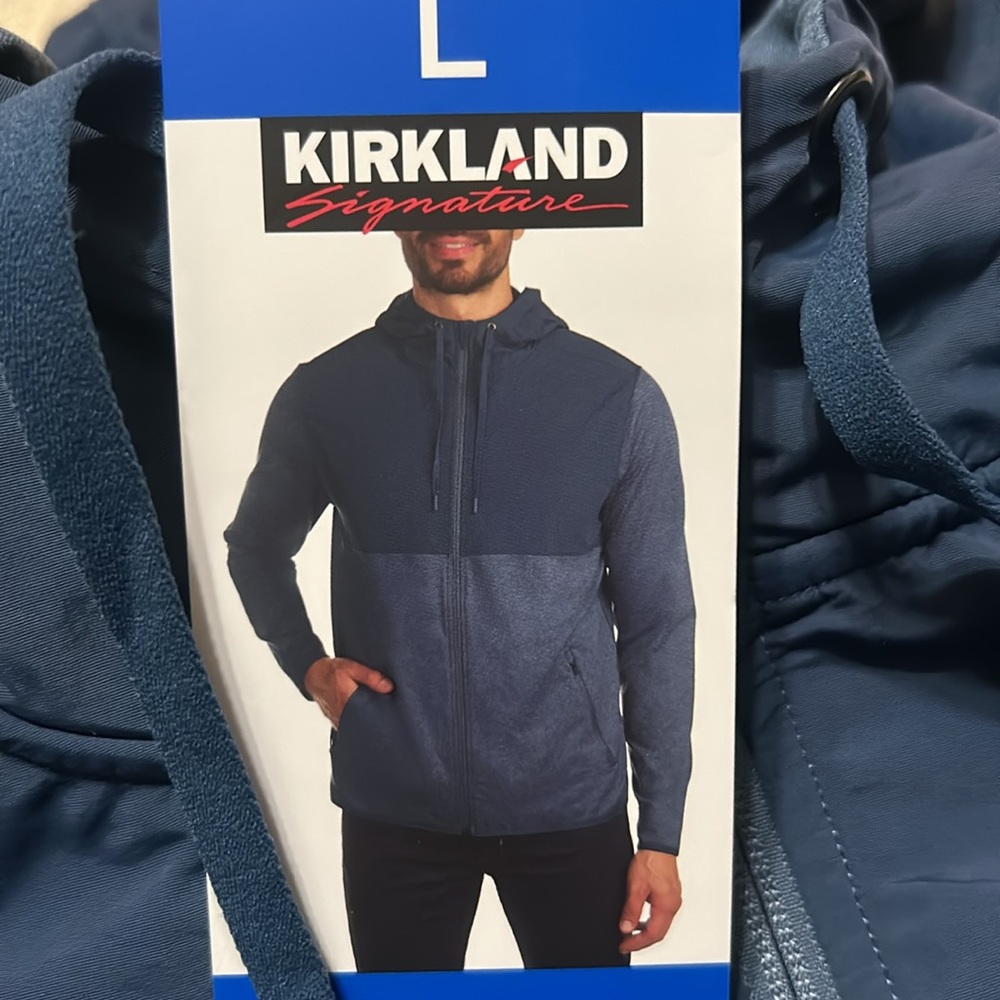 NWT Kirkland Signature Men’s Mixed Media Jacket full Zip Blue Size M, L
